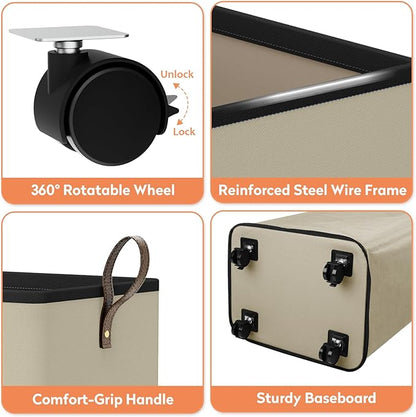 Laundry Basket with Wheels, Collapsible Laundry Baskets, Laundry Hamper with