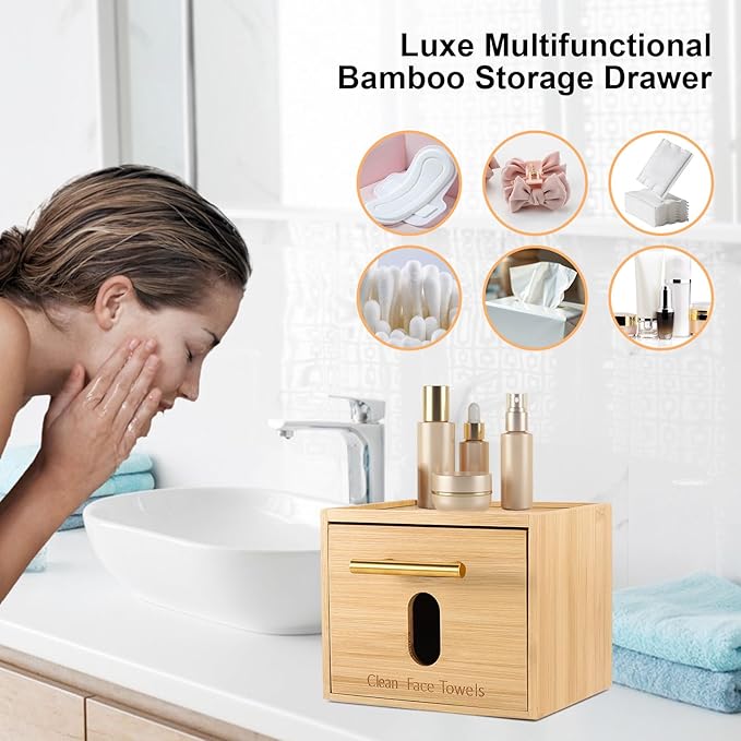 Disposable Face Towel Holder Bamboo Storage Box