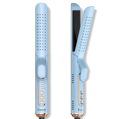 Farery Chill Set Soft-Air Curling Iron: Gentle Soft Air for Quick Styling & Long-Lasting Curls, Lock in Style with Cooling Air Vents, 2-in-1 Hair Straightener & Curler with Upgraded Long Barrel, Pink