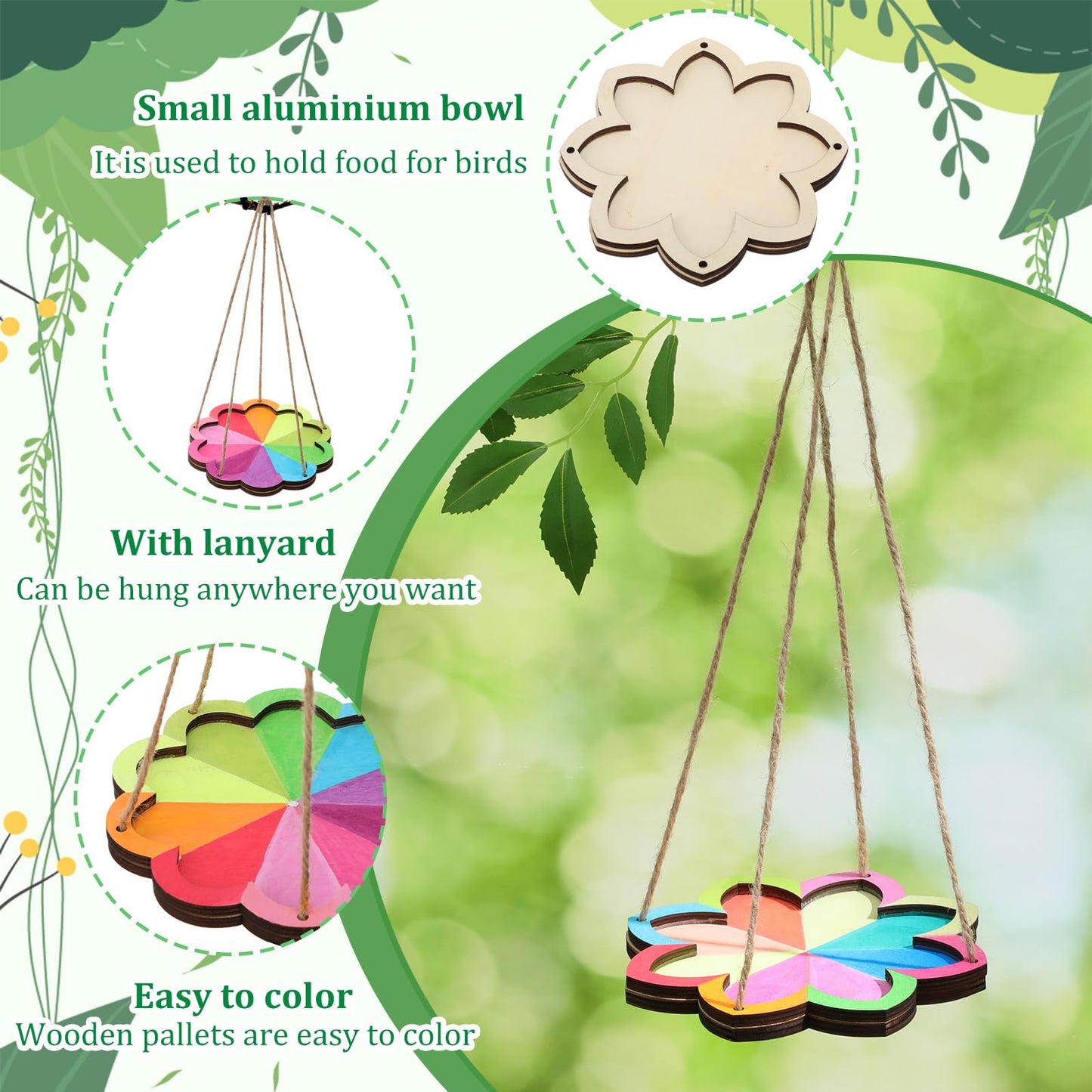 DoubleFill 48 Pcs Bird Feeder Craft Kits for Kids Ages 3-8 Make Your Own Bird Feeders DIY to Paint Craft for Spring Garden Outdoor Decoration Summer Activities Project