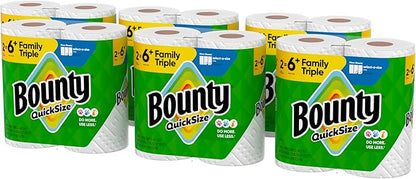 Bounty Quick-Size Paper Towels, 12 Family Triple = 40 Regular Rolls