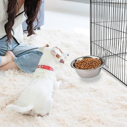 Hypeety Stainless Steel Food Water Cup with Bolt Hooks for Pet Bird Crates Cages Coop Dog Cat Parrot Bird Rabbit Pet (Large,16.5cm)