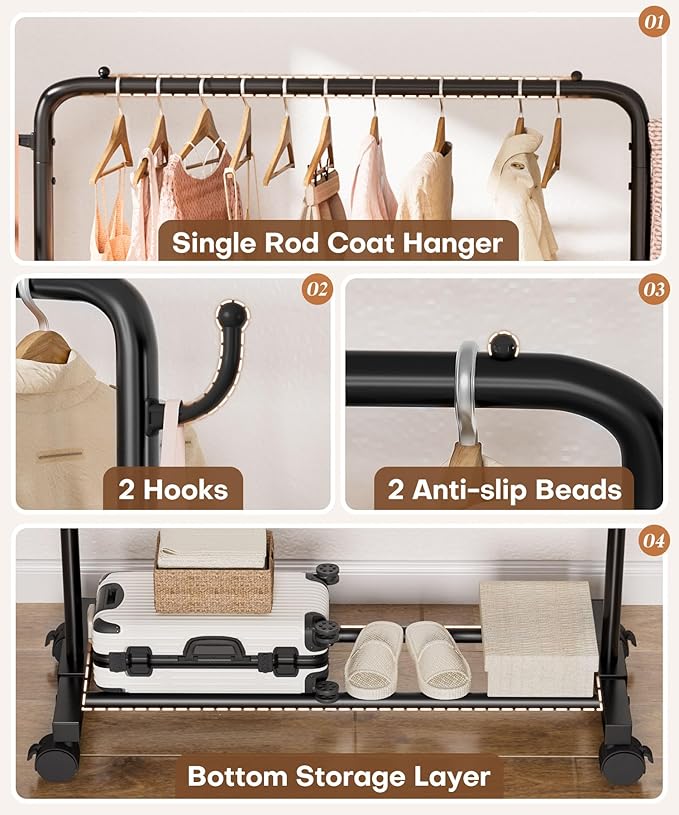 Homde Rolling Clothes Rack