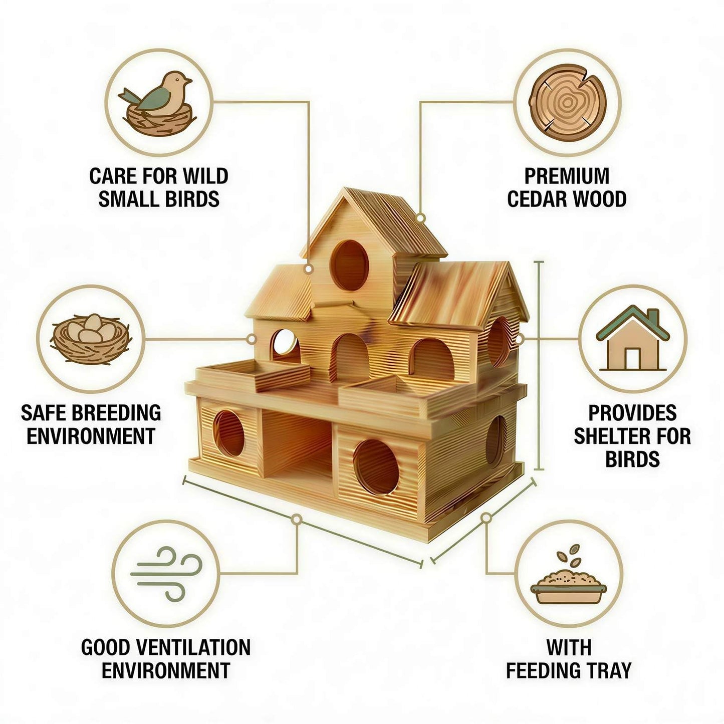 Zxweqr Bird Houses for Outside with External Feeder – Lightly Charred Hanging Birdhouse for Flocking & Nesting – Suitable for Finches, Bluebirds, Cardinals – Perfect for Garden, Patio, Backyard Decor