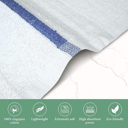 Bar Mop Blue Stripe 16x19 4 lbs Pack of 24, 100% Cotton Double Stitched Route