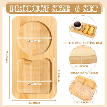 Beeveer 6 Pcs Bridal Shower Gift for Guests Wood Individual Tray Coffee Cake Serving Tray Wooden Platter Charcuterie Cutting Board Plate for Tea Coffee Fruit Food Housewarming Wedding Gift(Classic)