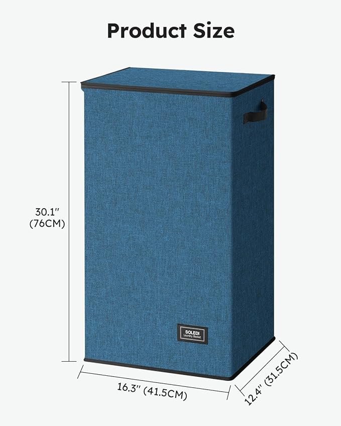 SOLEDI Laundry Hamper with Lid 100L Large & Tall Collapsible Laundry Baskets