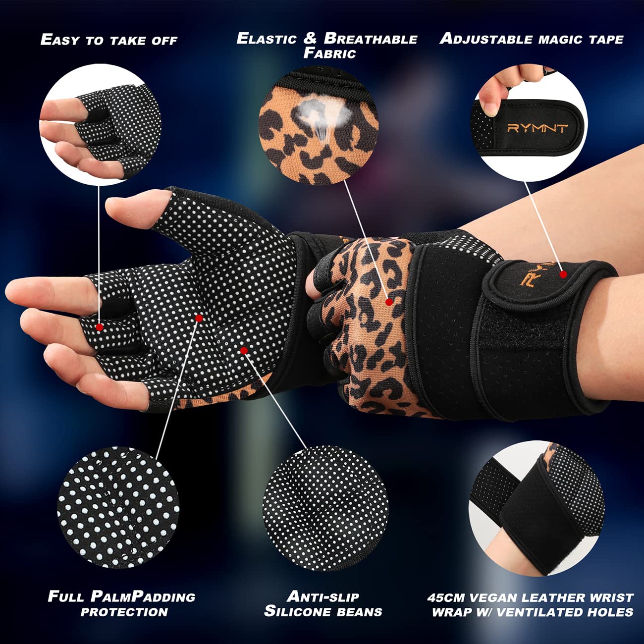Workout Gloves with Wrist Wrap Support, Weight Lifting Gloves with Full Palm Protection & Extra Grip for Men Women Gym Exercise, Fitness, Weightlifting, Pull ups