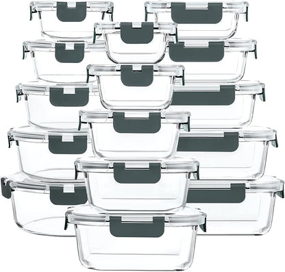M MCIRCO 30 Pieces Glass Food Storage Containers