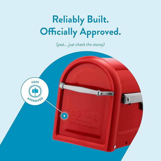 Architectural Mailboxes Chadwick Post Mount Mailbox, Red, Medium | Galvanized steel build for outside with weather-resistant build and rust-resistant powder-coat finish. USPS approved.