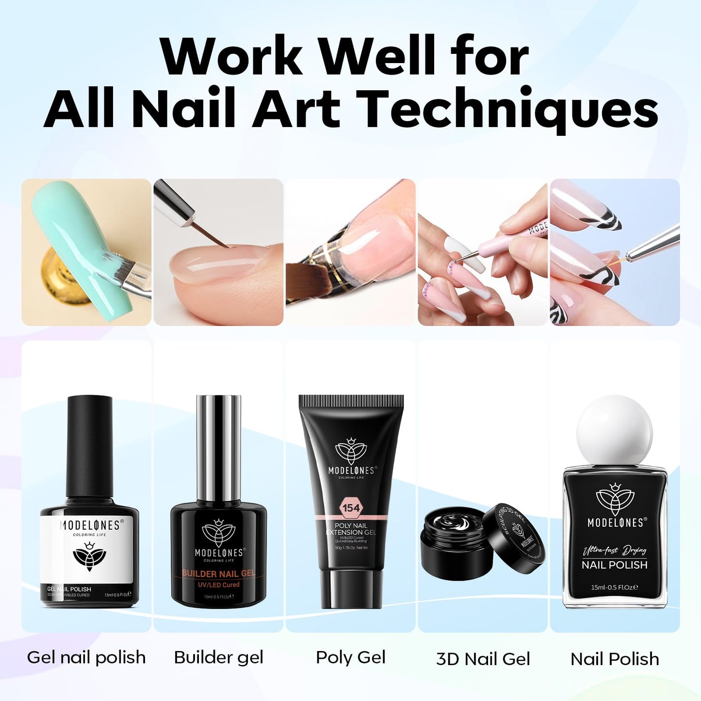 Modelones French Tip Tool- 6 Pcs Nail Stamp French Manicure Kit Suitable for DIY Together with Gel Nail Polish Art Tips Printing Tool Kit