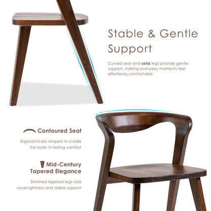 Furniture of America Nazaen III Mid-Century Modern Wood 21.5-inch Side Chairs with Rounded Backrest and Semi-Handmade for Home Kitchen, Dining Room, Rich Walnut (Set of 2)