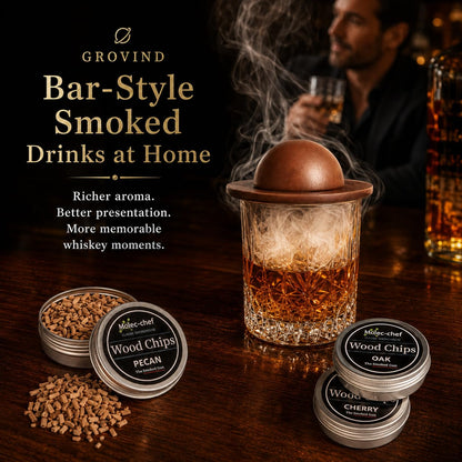 Grovind Whiskey Smoker Kit,Cocktail Smoker Kit with Torch,Bourbon smoker kit,Old Fashioned Smoker kit,Drink Smoker Infuser Kit with Wood Chips,Birthday Whiskey Bourbon Gifts for Men,Dad,Husband