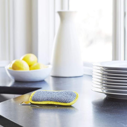 E-Cloth Washing Up Pad, Premium Microfiber Non-Scratch Kitchen Dish Scrubber Sponge, Ideal for Dish, Sink and Countertop Cleaning, 100 Wash Guarantee, Yellow, 1 Pack
