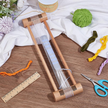 BENECREAT Wooden Weaving Tool, Tan Wood Embroidery Floss Bobbin Rectangle Weaving Tool for Loom Weaving Supplies Tablet Weaving Loom Weaving Supplies