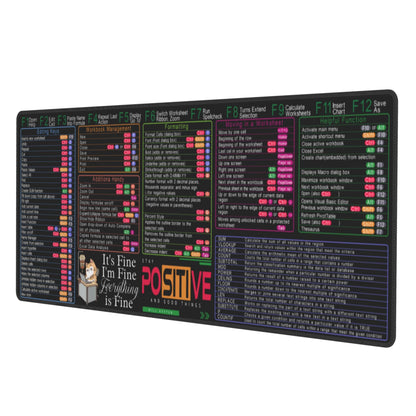 Aoojanu Excel Shortcut Keys Mouse Pad - 31.5 X 11.8 Inch XL Cheat Sheet Gaming Mousepad | PC Office Spreadsheet Keyboard Mat | Non-Slip Stitched Edge