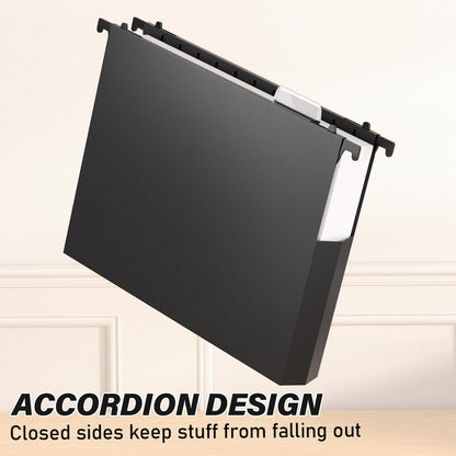 Plastic Hanging File Folders Letter Size,Heavy Duty 2" Expandable File Folder with Tabs,12 Pack Reinforced Expanding Hanging Folder,File Cabinet Folder,Extra Capacity Hanging Organizer for Home Office