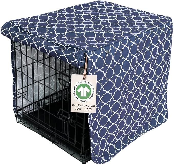 Molly Mutt Romeo & Juliet Dog Crate Cover, 100% Cotton Canvas Cover with 2 Roll-Up Panels, Ideal for Dog or Cat Crate, Durable, Washable, and Free of Harmful Chemicals, 36" x 24" x 27"