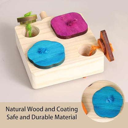 Birdie Puzzle Feeder - Interactive Foraging Toy for Parrots, Parakeets, Cockatiels, Conures | Mental Enrichment & Stimulation Game to Prevent Boredom (Colorful)