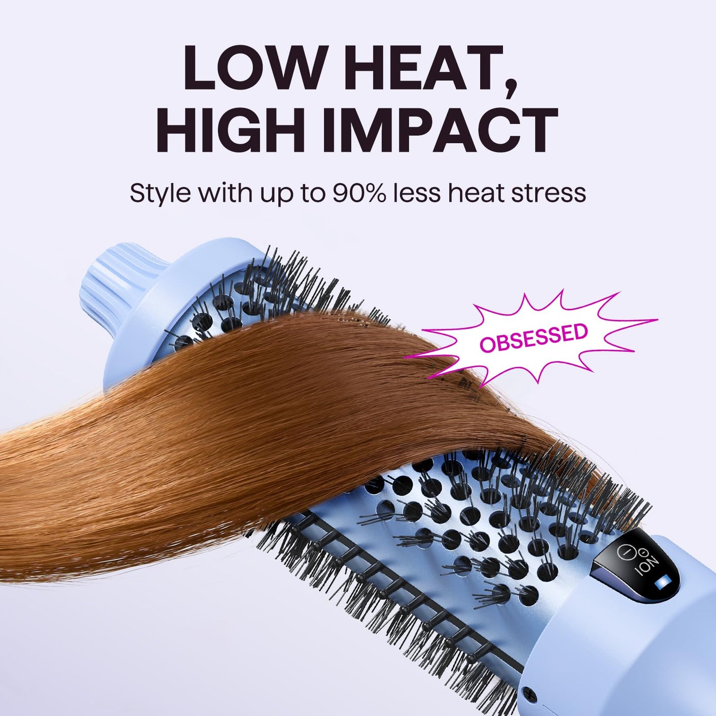 Wavytalk Thermal Brush, Blowout Boost 1.5 inch Heated Round Brush for Blowout Look, Dual Voltage, Pink, Sakura, Tourmaline Ceramic, Negative Ion Technology, 5 Temperature Settings, Less Damage