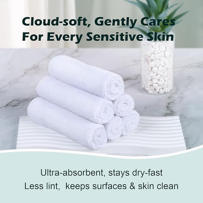 White Washcloths 15 Pack, Highly Absorbent & Quick Drying Face Towels, 12x12
