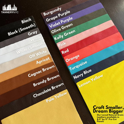 Natural Grain Cow Leather: 8.5'' x 11'' Pre Cut Leather Pieces (Cognac, 1 Piece)