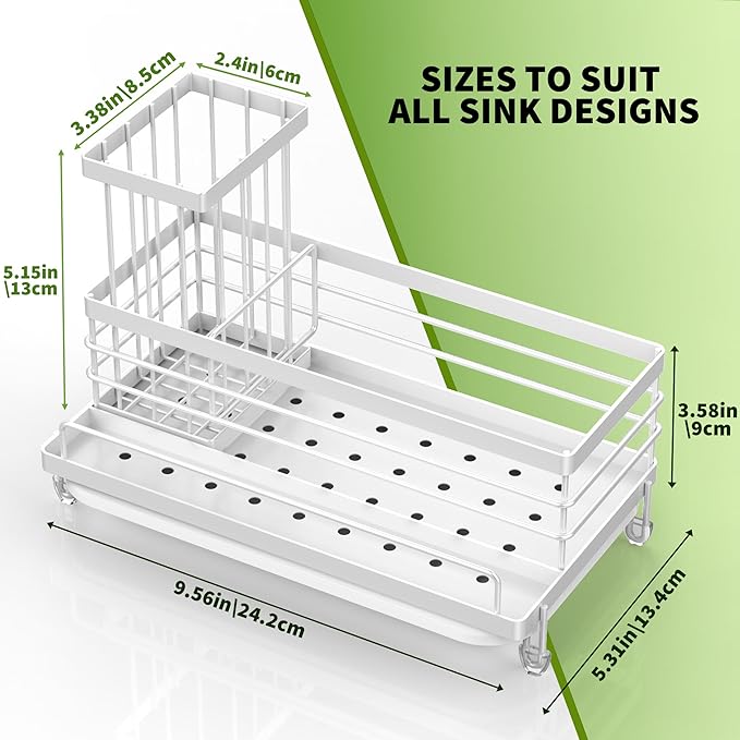 Cisily Stainless Steel Kitchen Sink Caddy Organizer, Sponge Holder