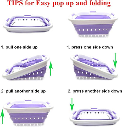 SAMMART 41L Collapsible 3 Handled Plastic Laundry Basket
