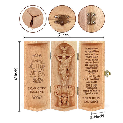 Jesuspirit - Our Father in Heaven Christian Decor, Catholic Wooden Statue, Sculpture Nativity Family, Statue of Jesus, Home Decor - Openable Wooden Cylinder Sculpture of Jesus (I Can Only Imagine)