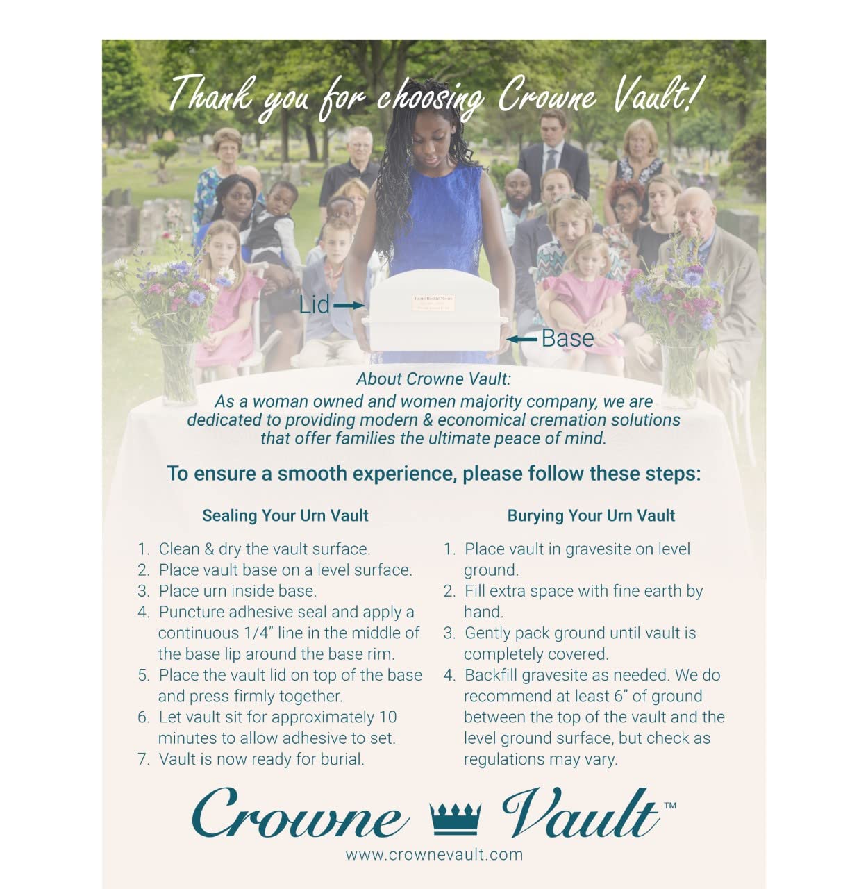 Crowne Vault | Double Urn Vaults for Underground Burial | Holds Two Adult Cremation Urns for Cemetery and Ground Burials | Made in The USA (Marquis, Granite Grey)