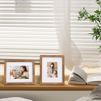 Egofine 8x10 Picture Frames 4 Pack, for Pictures 4x6 or 5x7 with Mat Made of Solid Wood Covered by Plexiglass for Table Top Display and Wall Mounting Photo Frames, Light Brown