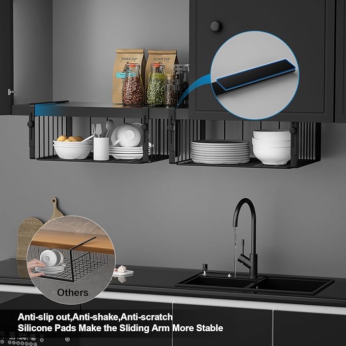2Pack Under Shelf Basket Organizer, Adjustable Hanging Holder Storage
