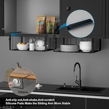 2Pack Under Shelf Basket Organizer, Adjustable Hanging Holder Storage