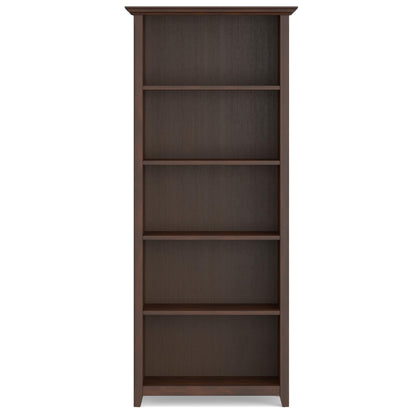 SIMPLIHOME Amherst Desk and Bookcase Bundle - 54 inch Wide Solid Wood Desk with Drawers and 30 inch Wide 5-Shelf Bookcase in Russet Brown, Transitional Home Office Furniture (Set of 2)
