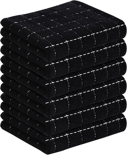 Homaxy 100% Cotton Terry Kitchen Towels, Checkered Designed, Soft and Super