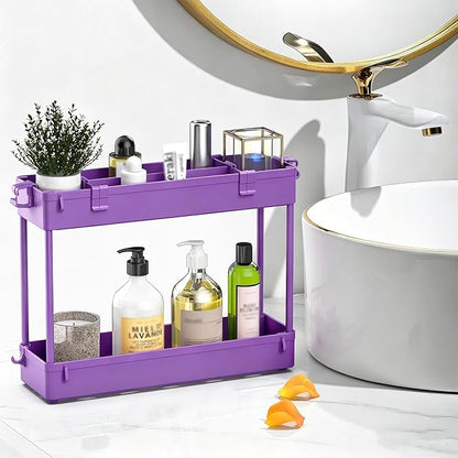 SPACELEAD Slim Storage Cart 3 Tier,Bathroom Organizer Rolling Utility,Mobile Shelving Unit Slide Out for Office, Kitchen, Laundry Room & Narrow Places,Purple