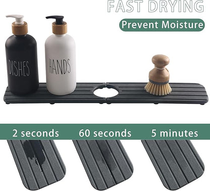 20inch x 4inch Kitchen Sink Faucet Mat, Water Absorbing Stone Faucet Splash