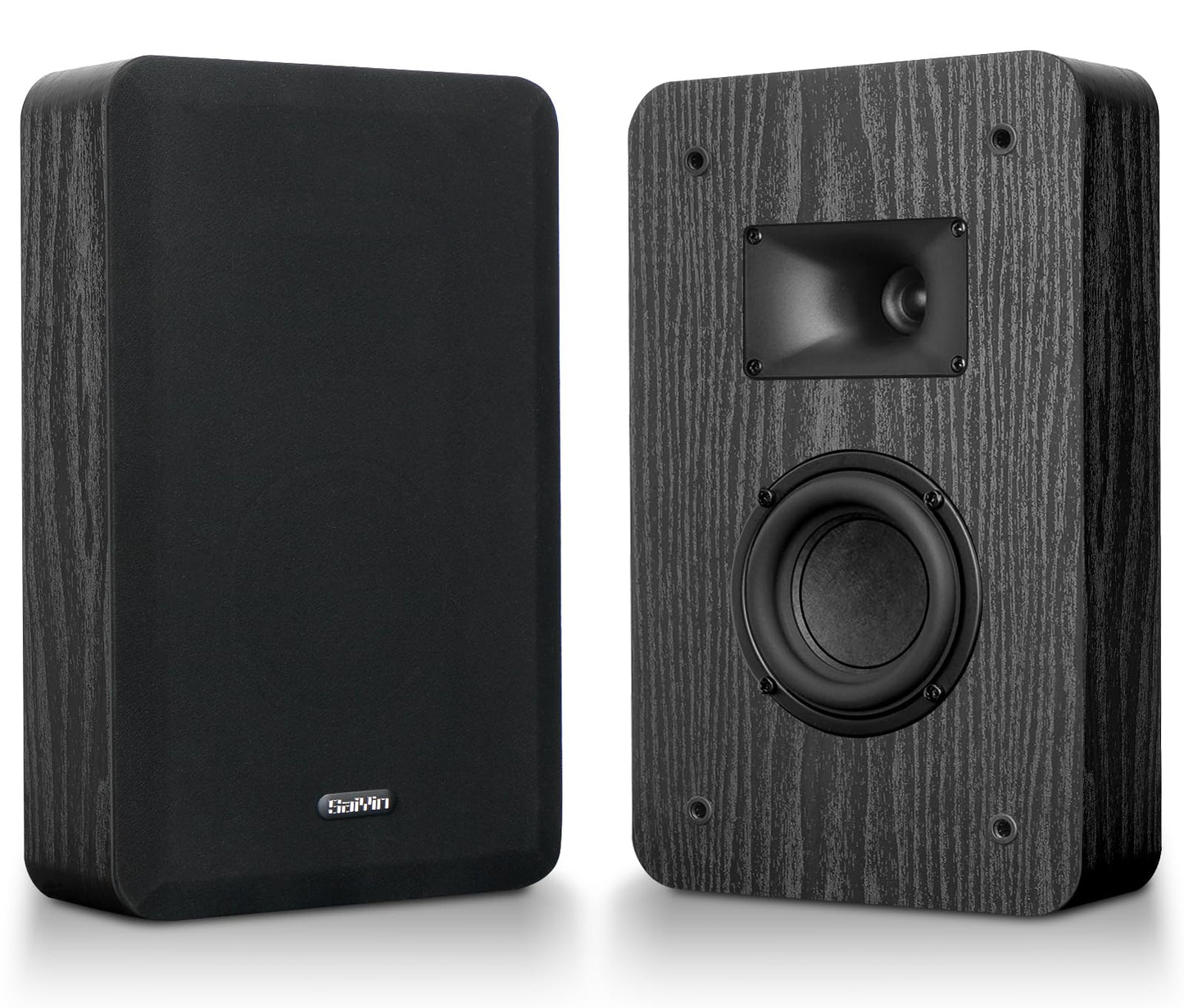 Saiyin On-Wall Speakers (Pair),Flexible Install Wall-Mountable Surround Speaker,4 Ohms,3.5-Inch Woofer with Horn Tweeter,2-Way Passive Speakers for Home Theater, Living Room,Office