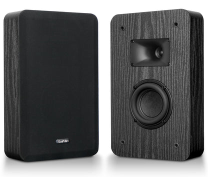Saiyin On-Wall Speakers (Pair),Flexible Install Wall-Mountable Surround Speaker,4 Ohms,3.5-Inch Woofer with Horn Tweeter,2-Way Passive Speakers for Home Theater, Living Room,Office