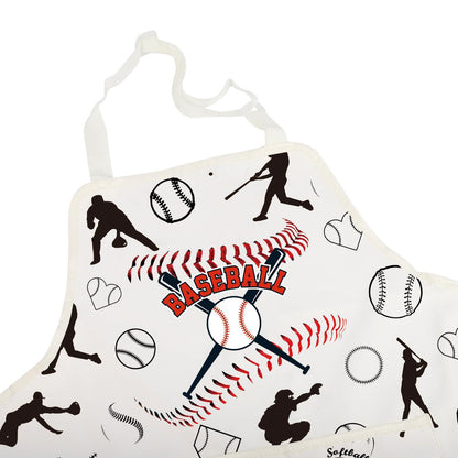 FUSTMW Baseball Apron with Pockets Baseball Gifts for Baseball Lovers Apron Baseball Cooking Kitchen Baking Chef BBQ Apron (Baseball Apron)