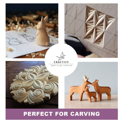 Basswood Carving Blocks Large 4x4x2 inch Wood Blanks DIY Wood Signs for Crafts by Craftiff