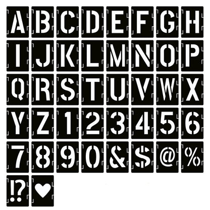 YEAJON 4 Inch Letter Stencils Symbol Numbers Craft Stencils, 42 Pcs Reusable Alphabet Templates Interlocking Stencil Kit for Painting on Wood, Wall, Fabric, Rock, Chalkboard, Sign, DIY Art Projects