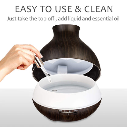 BZseed Aromatherapy Essential Oil Diffuser 550ml 12 Hours Wood Grain Aroma Diffuser with Timer Cool Mist Humidifier for Large Room, Home, Baby Bedroom, Waterless Auto Shut-off,7 Colors Lights Changing