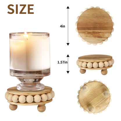 yunmanqiji Wood Risers for Decor (2-Pack), 4-Inch Round Pedestal Stands