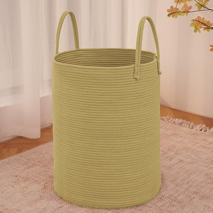 Large Woven Laundry Basket Hamper, 100L Cotton Rope Storage Bin