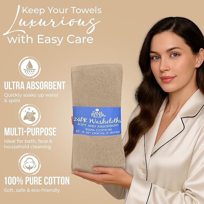 DAN RIVER 24 Pack Wash Cloths for Showering
