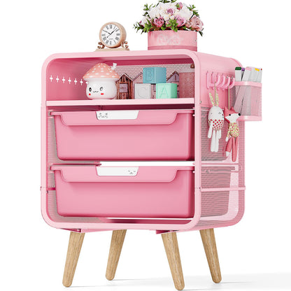 SYKIARIOL Pink Nightstand, Cute End Table with Storage Drawer, Kids Nightstand for Bedroom Furniture, Bedside Table Small Desk Coffee Table for Living Room, Dorm, Office