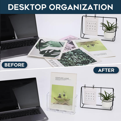 xydstay Acrylic Brochure Holder 4x9 Inches and 8.5x11 Inches combination set (2 Packs of Each Size),Pamphlet Holder Flyer Holder,Display Stand,Table Signs Plastic Paper Holder for Office, Home, Store
