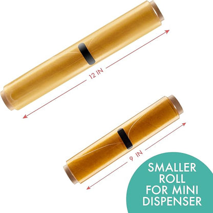 ChicWrap® Subway Tile Refillable 9” Plastic Wrap Dispenser - Includes One 9" x 250' Roll of Professional Grade Plastic Wrap - and Kosher Certified - Reusable Dispenser w/Slide Cutter