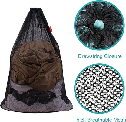 2 Pack Mesh Laundry Bags, 24 x 36 Inches Heavy Duty Drawstring Bag, Travel and